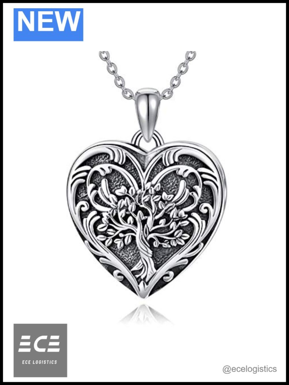 Tree of Life Heart Locket Sterling Silver Necklace Holds 2 Pictures Custom
